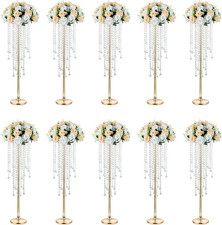 Gold Vases for Weddings - 10 Pcs 29.5In Tall Crystal Flower Stand Centerpieces