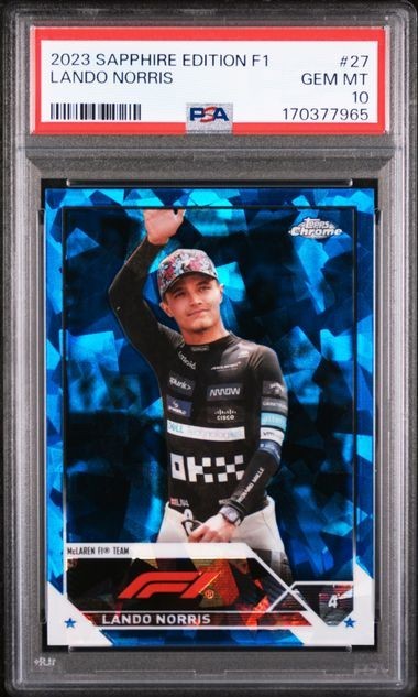 Lando Norris 2023 Topps Chrome F1 SAPPHIRE EDITION #27 PSA 10 GEM MT Pop 4 view 1