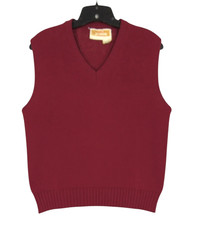 VTG JANTZEN Men's MAROON Sleeveless RIBBED TRIM V-Neck SWEATER VEST Sz M