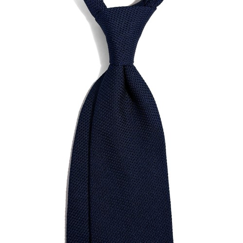 Navy Blue Silk Grenadine Tie (Garza Fina) Handmade in Italy - Picture 2 of 4