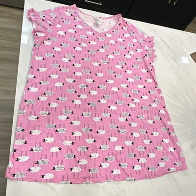 Secret Treasures Girls Pink Sheep Animal Print Nightgown Short Sleeve 2X/3X