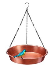 Hanging Bird Bath for Outside, 11.5 Antique Copper Metal Birdbath Bowl Fee...