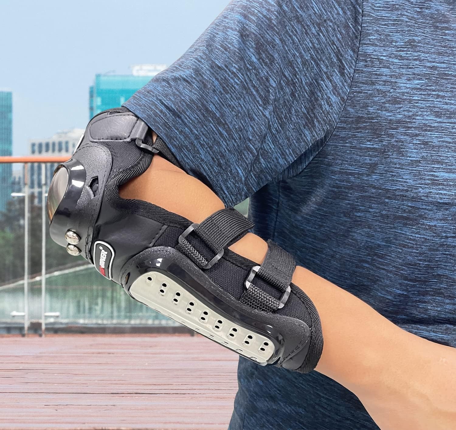 Knee Pads Elbow Pads Stainless Steel Motorcycle Elbow Knee Shin Guards Protec...