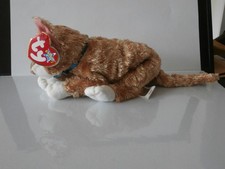 TY Beanie Baby / Babies MATTIE the Gold & White Cat RETIRED RARE MWMT