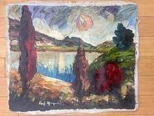 RHOUL RAYMOND SIGNED IMPRESSIONISTIC OIL PRINTING DESERT SCENE ISRAEL 21