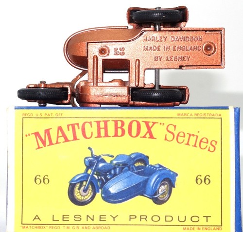 LESNEY MATCHBOX NO. 66 HARLEY DAVIDSON MOTOR CYCLE WITH SIDECAR - MINT BOXED - Picture 5 of 5