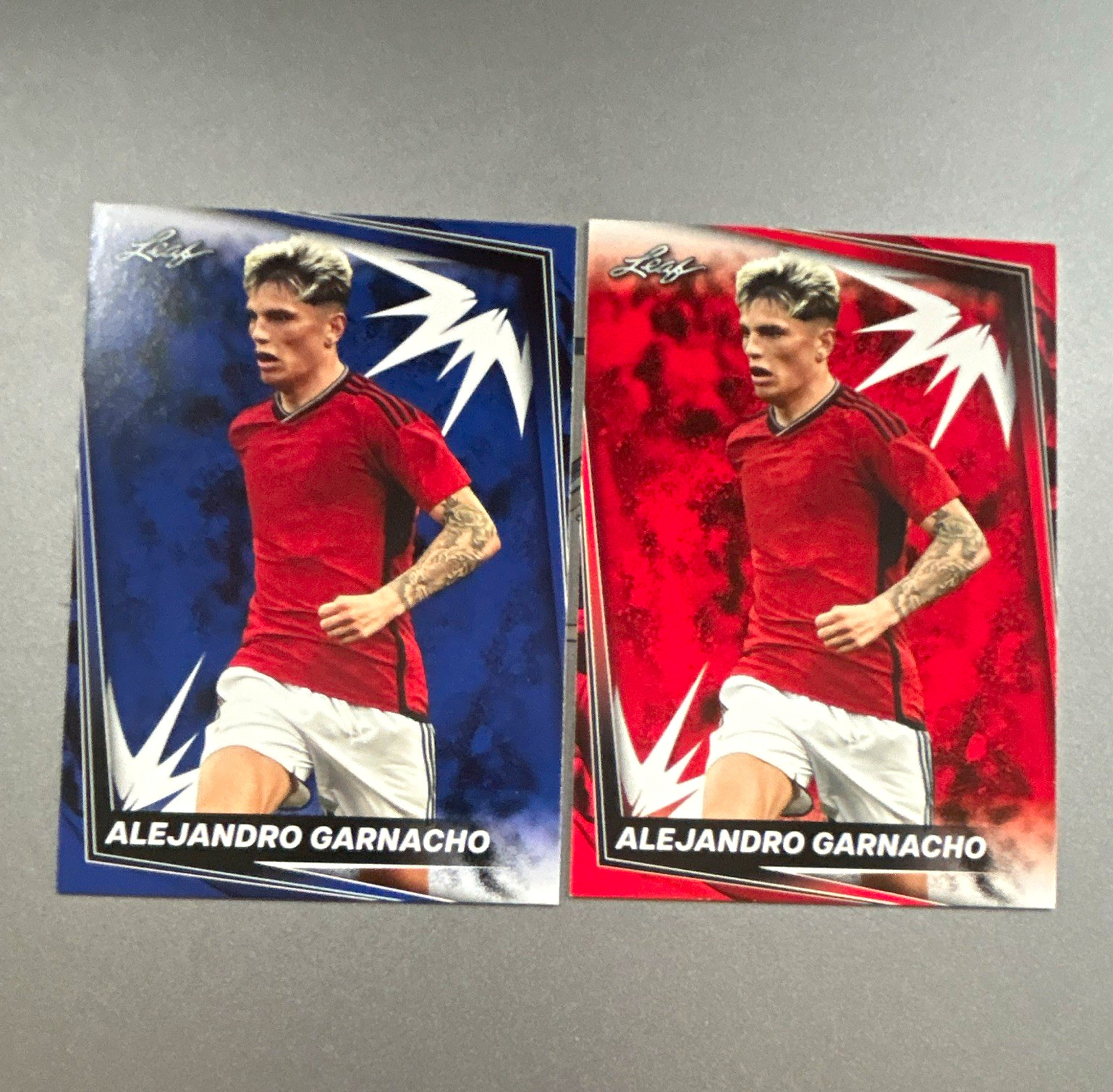 Leaf 2023-24 Alejandro Garnacho Man United Premier League #1 Blue/Red 2 Card Lot