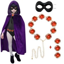 REECHO Kids Halloween Costume Raven Hooded 90cm for 3-8 yrs old , Purple
