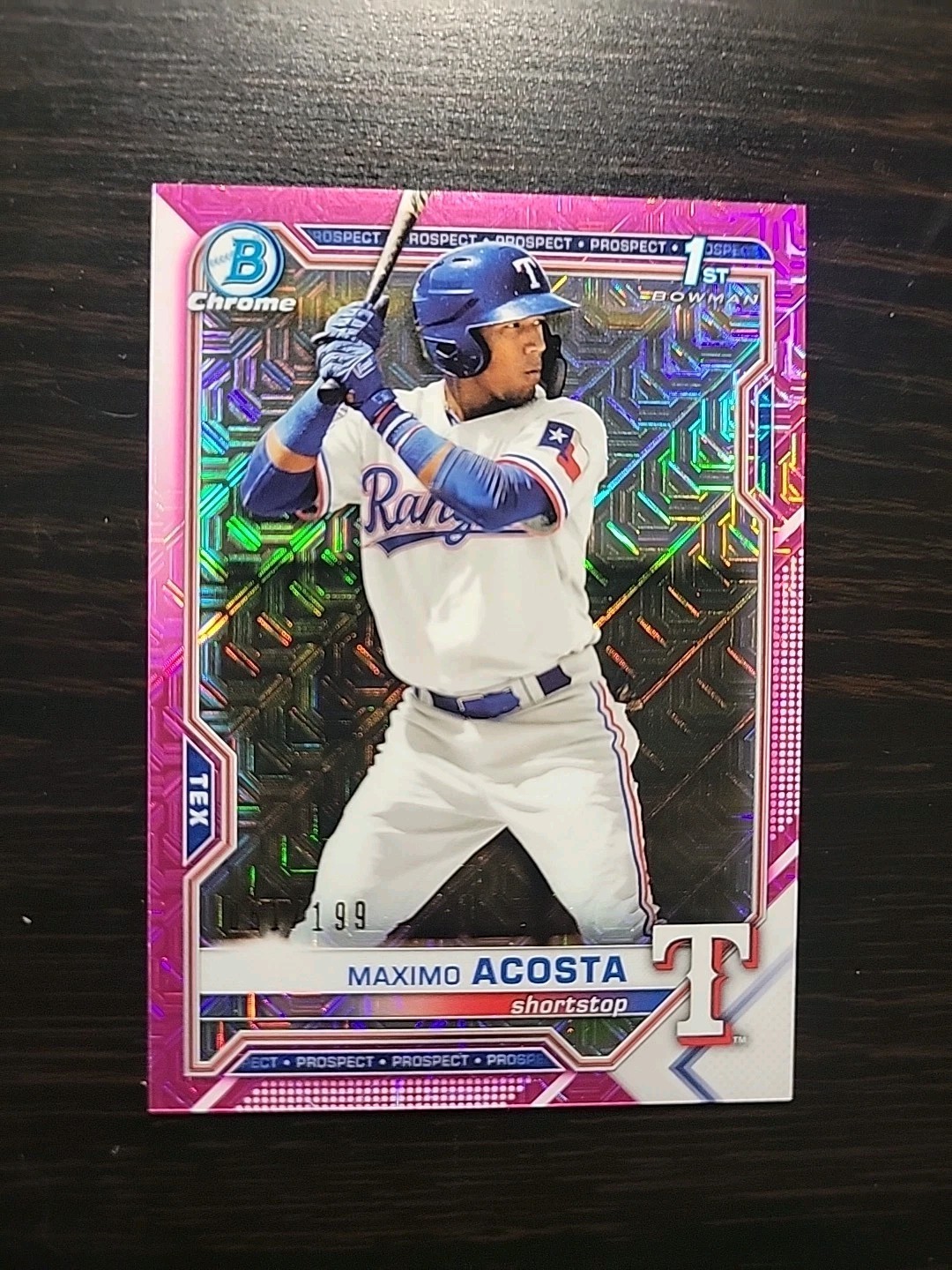 2021 Bowman Chrome Maximo Acosta #BCP-7 Mega Box Pink Refractor /199