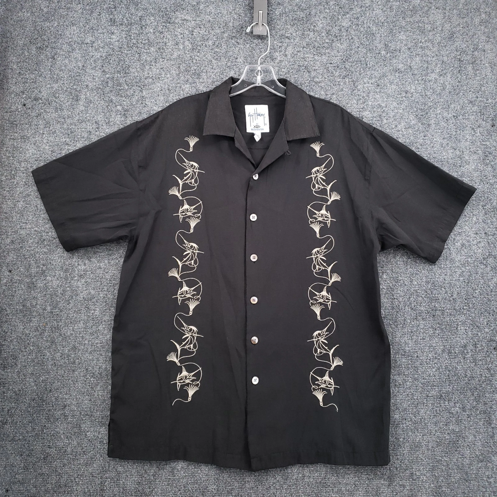 Guy Harvey Marlin Embroidered Camp Shirt Mens Medium Black Button Up Fishing
Opens in a new window o
