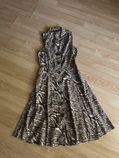 Vintage Mlle Gabrielle Zebra Print Buttoned Flared Mini Dress Medium