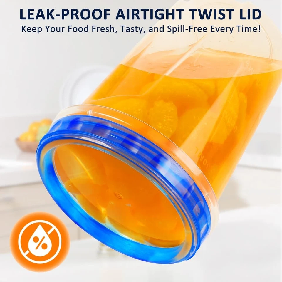 10 Pack 34oz Reusable Freezer Food Storage Containers with Twist Top Lids, Ai... - Image 3 of 4