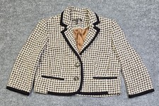 Brooks Brother Black/Brown Tweed Houndstooth 2 Button Blazer Womens Size 14