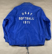 1971 Vintage US Air Force USAF Blue Softball Jacket Coat Sports Size XL