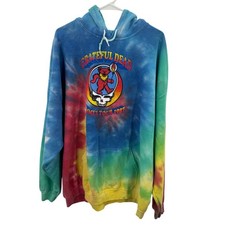 Grateful Dead Tie Dye Hoodie Summer Tour 1987 Steal Your Face 2XL Pullover