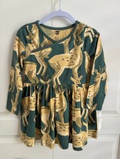Tea Collection Girls Winter Deer Print Long Sleeve Dress Size 3T - Cotton -NWT
