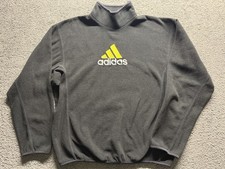 Vintage 90s Adidas Mens Sweatshirt Embroidered Mock Neck Size M