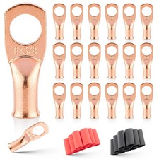 RED WOLF 6 AWG-3/8 Battery Cable Ends 20PCS 6 Gauge Wire Lugs Ring Terminal C...