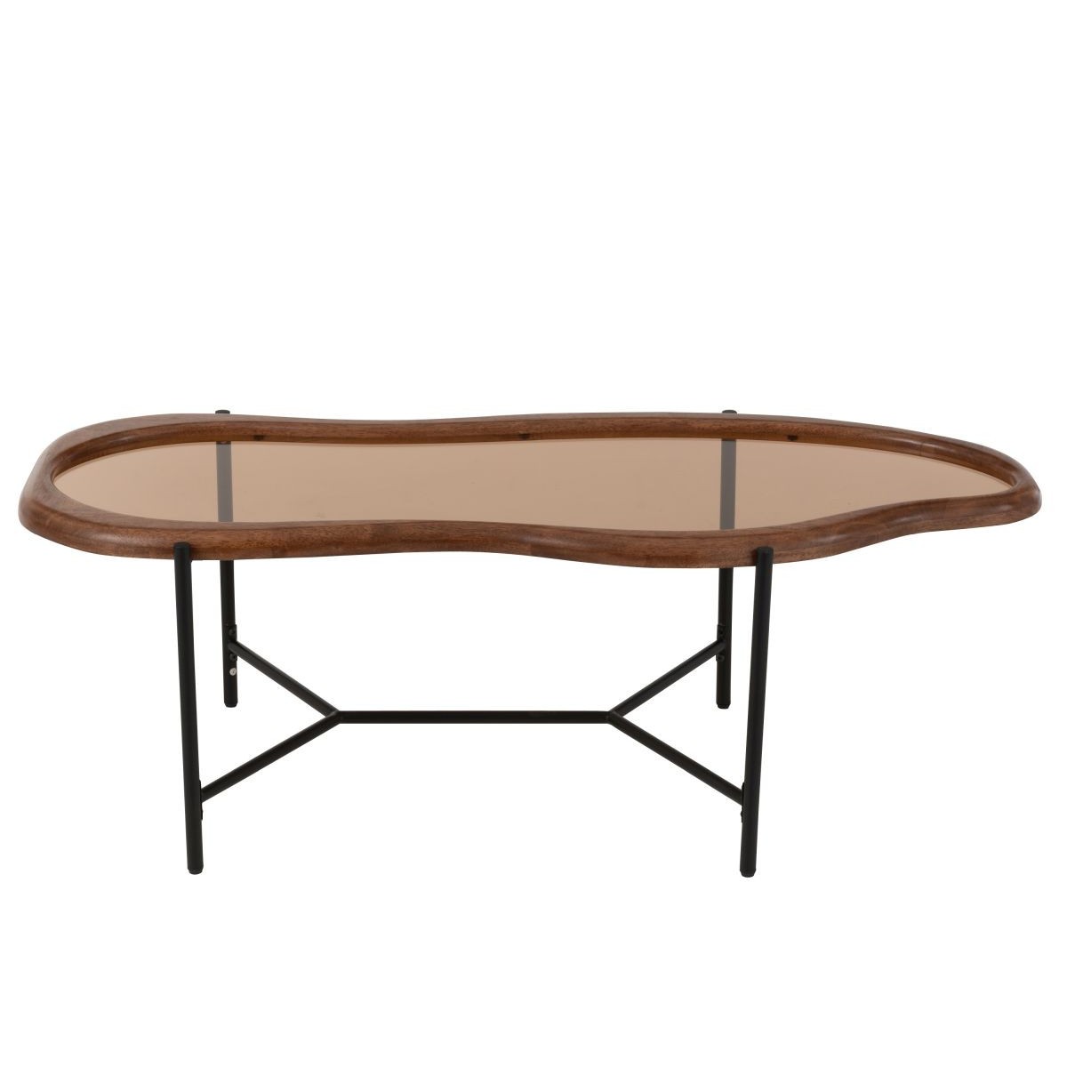 Table basse en verre rectangulaire Zig 118cm marron salon moderne