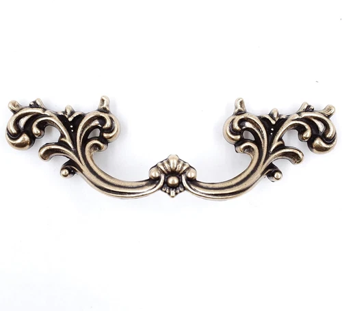French Provincial Drawer Pulls - 6-Pack, Antique Brass, 2-1/2" Hole Centers, Vin - Picture 1 of 12