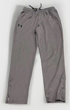 EUC Under Armour Boys Grey Loose Fit Ankle Zip Track Pants Elastic Waist YLG