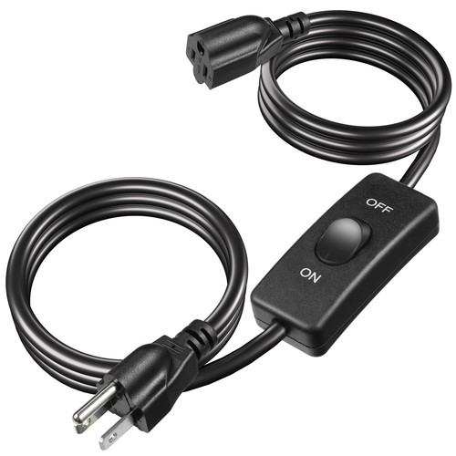 Extension Cord with Switch On/Off, 6.56 FT, 18AWG Indoor Power Cord, 3 ...