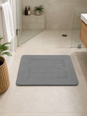 STONE MAT-Pack of 2 Bath Mat, Quick-Dry, Gray Standard Size (23.5'' x 15.5'') Grey