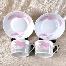 Vintage Hermes Paris Les Pivoines Tea Cup Saucer Porcelain Tableware 2 Sets