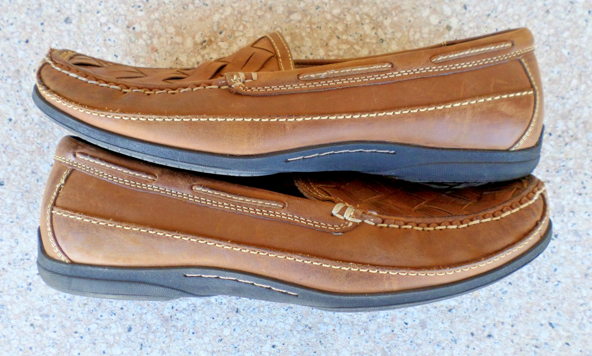 Johnston & Murphy Men Woven Leather Driving Loafers Tan Sheepskin Lining Size 11 johnston & murphy Baldwin Penny Loafer Cognac Sheepskin  main image 3