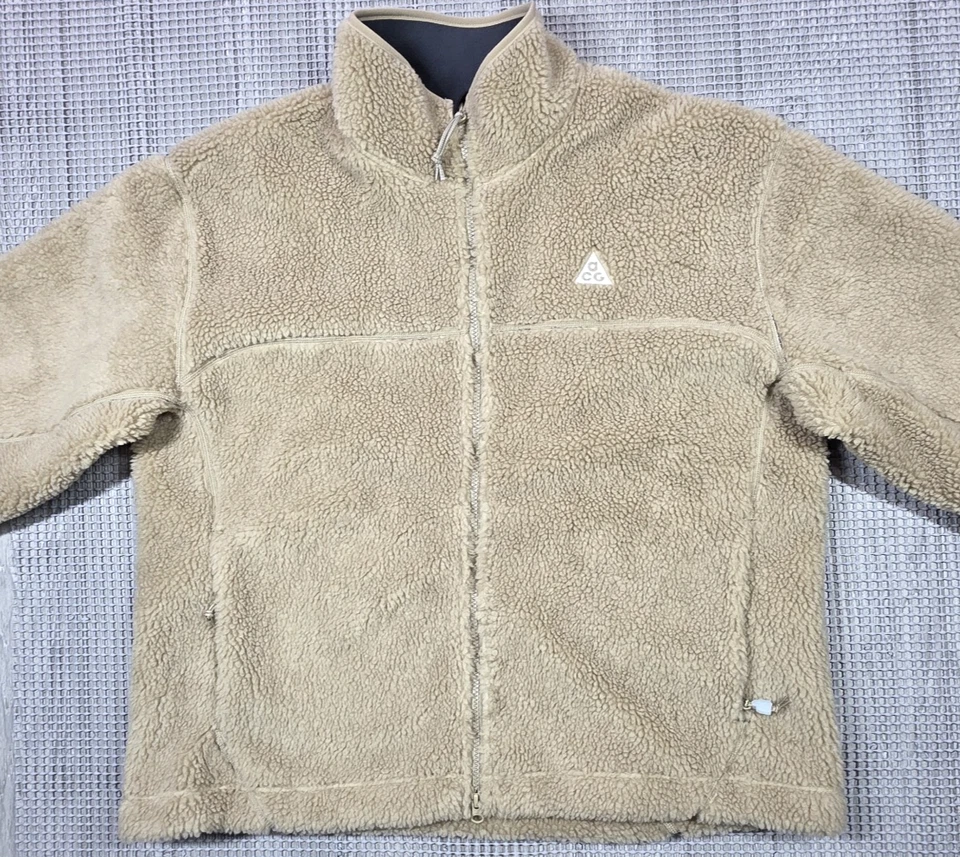 Nike Jacket Mens L Beige ACG Canwell Glacier Therma-FIT ADV Windproof Zip Fleece - Image 3 of 4