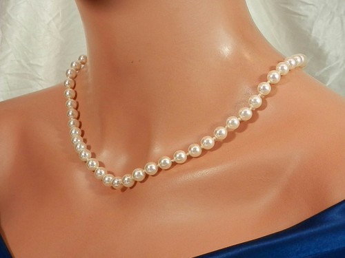 Signed RMN Vintage Faux Pearl Necklace 