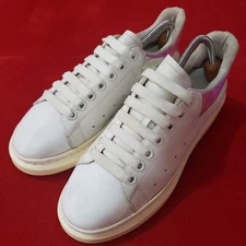 Alexander McQueen Lerry White Leather Shoes logo Trainers Sneakers US 10 EU 43
