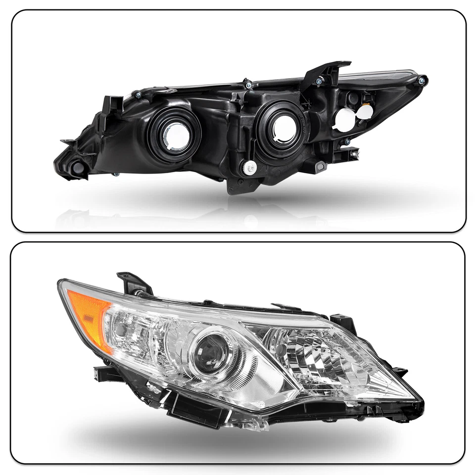Para 2012 2013 2014 Toyota Camry projetor conjunto de faróis cromados pares LH+RH - Imagem 3 de 4