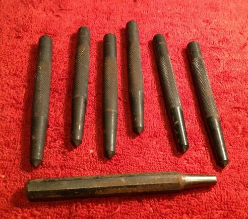 Lote de 7 punzones de mecanizado de metal vintage línea azul #203 herramienta de 3/8" en caja original - Imagen 5 de 5