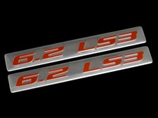 Vms 2 Chevy 6.2 Ls3 Engine Aluminum Emblems Red Silver