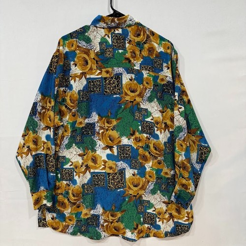 Vintage Partners Mervyns Bluse Damen L Blumen Barock Print Knopfleiste Hongkong - Bild 2 von 5