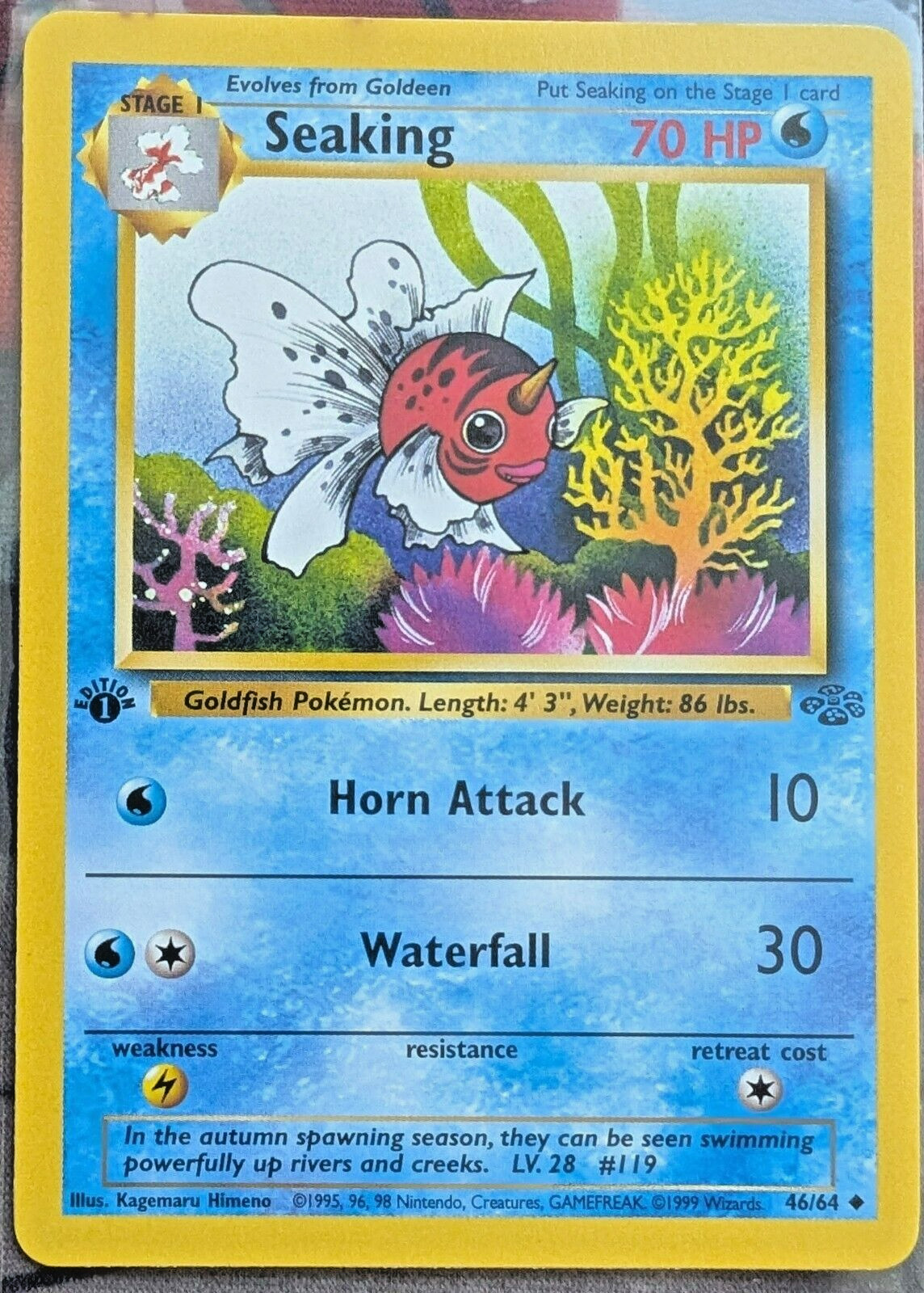 Seaking 46/64 Jungle 1st Edition Heavily Played Uncommon Pokemon Vintage Card HP