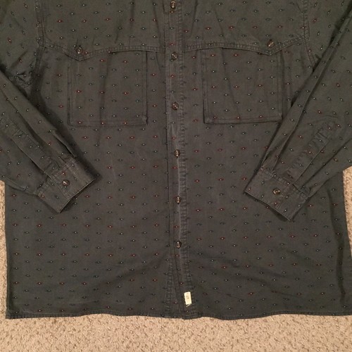 Trader Bay Shirt Mens XL Gray Geometric Long Sleeve Button Up Pockets - Picture 4 of 11