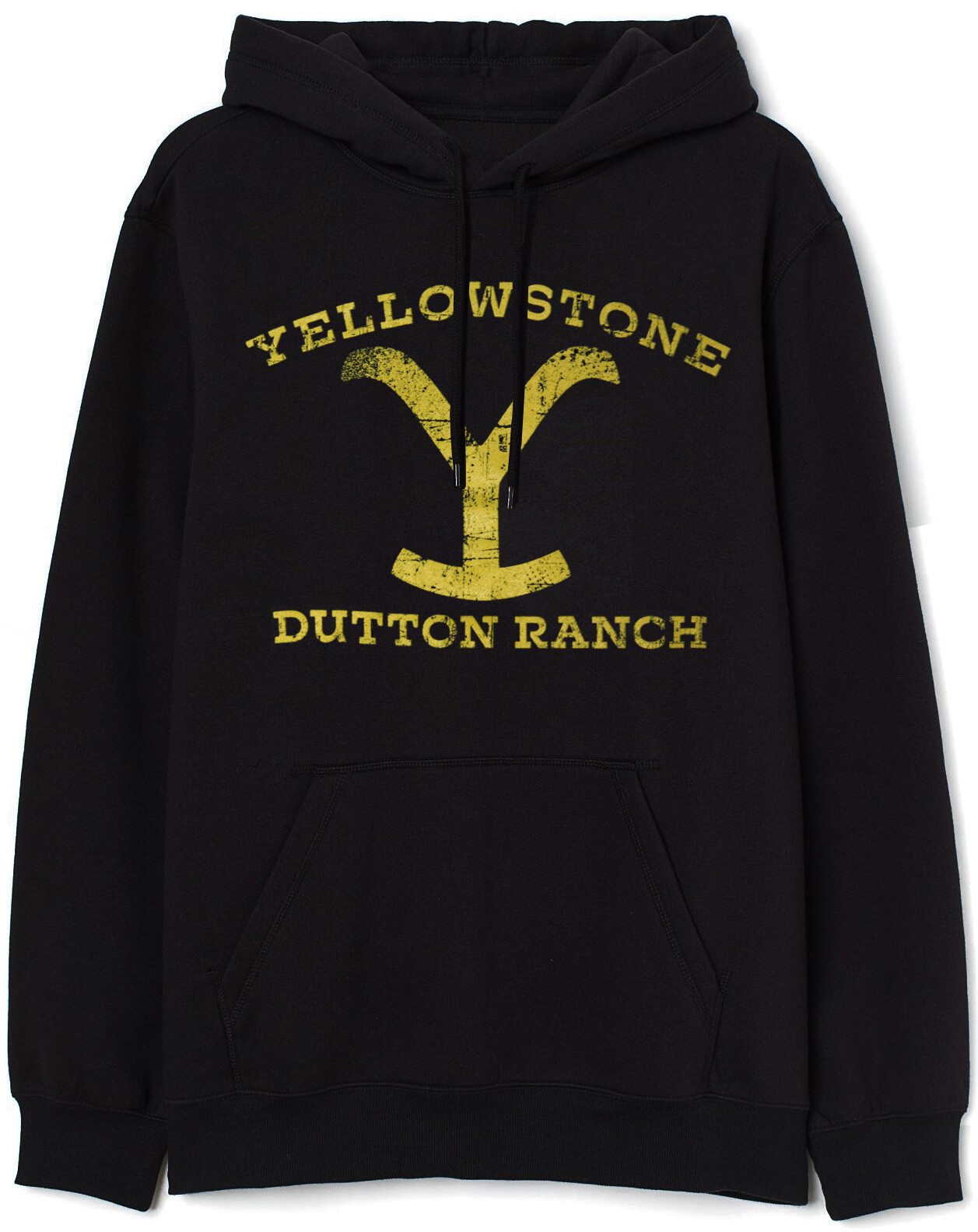 Мужской пуловер с капюшоном Yellowstone Dutton Ranch с крупным логотипом, черный