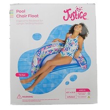Justice 43" 31.5" Pool Chair Float Tie Dye Upright Ergonomic Backrest Summer Fun