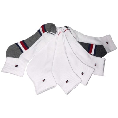 MSRP $27.99 NWT 6-PAIRS PACK TOMMY HILFIGER MEN'S WHITE QUARTER CUT SOCKS 7-12