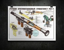 Soviet Russian Military Weapon Poster Print Anti-Tank Grenade Launcher RPG-7
