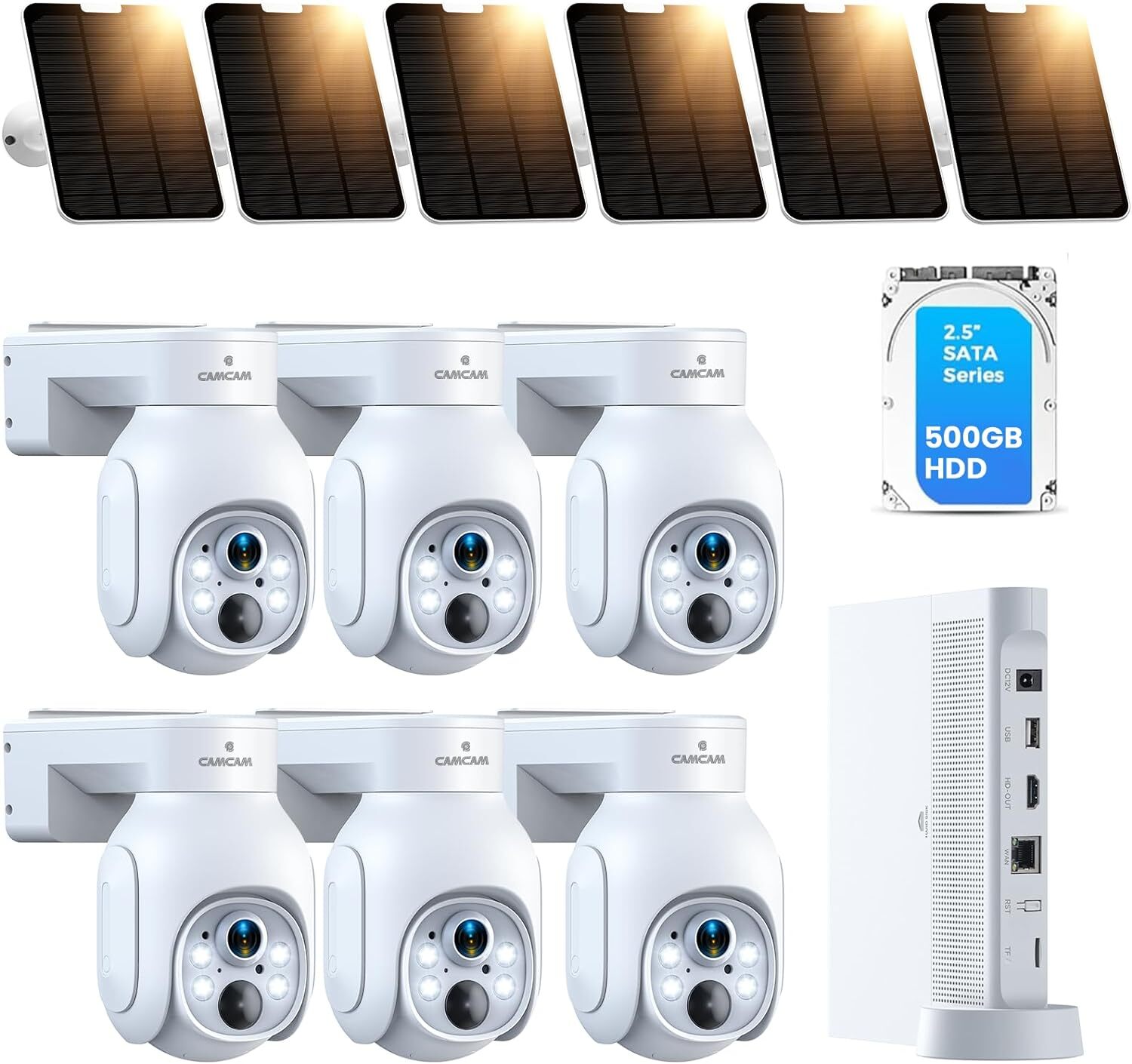 CAMCAMP Security Cameras Outdoor Wireless, Solar-Powered, No 6PCS