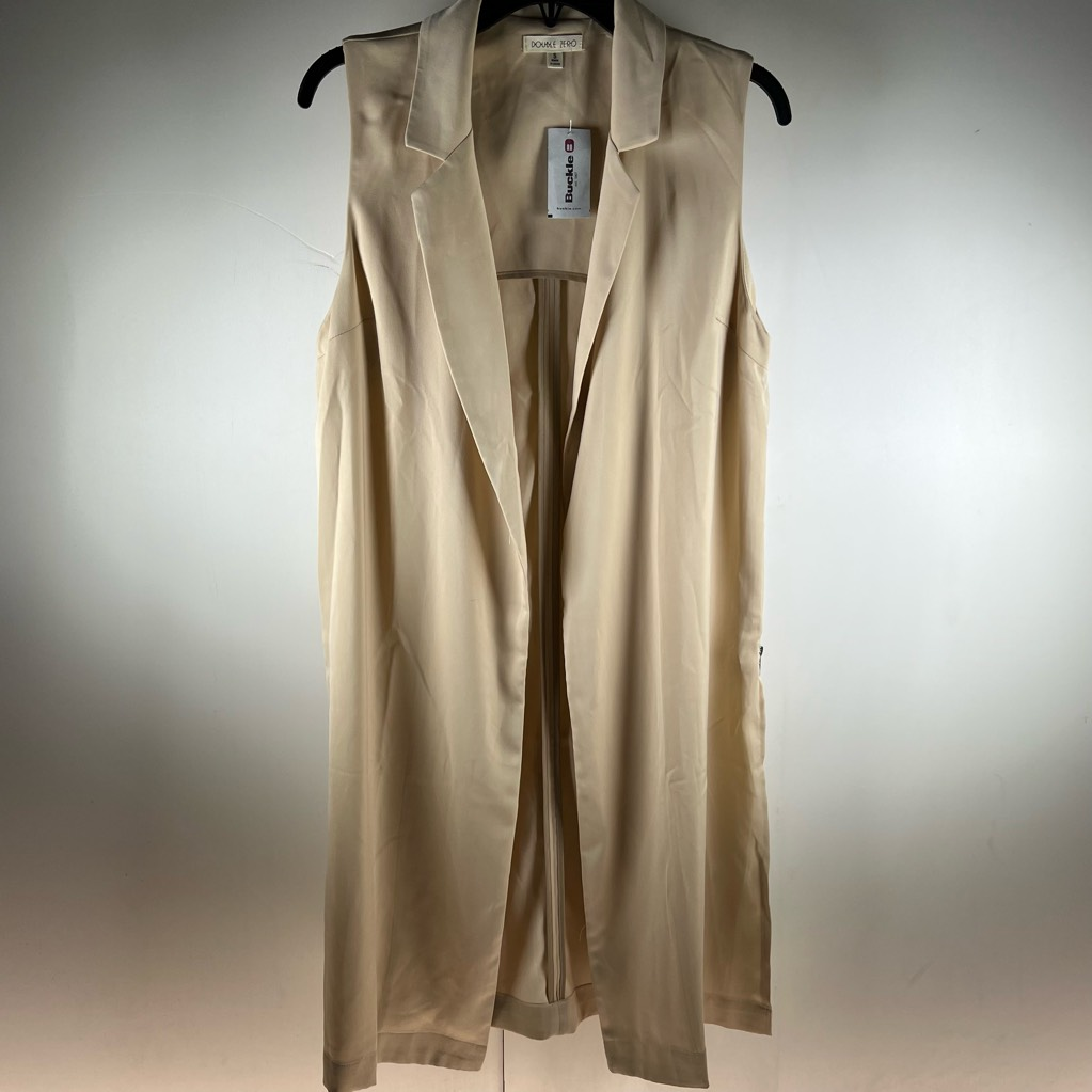 Double Zero Womens Jacket Coat Beige Open Front Side Slits Double Zero Womens Jacket Coat Beige Open Front Side Slits