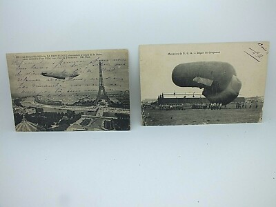 Zwei Edwardian Dirigible RP Postkarten - 'La Republique' & 'BCA' mit Bord P/Mark
