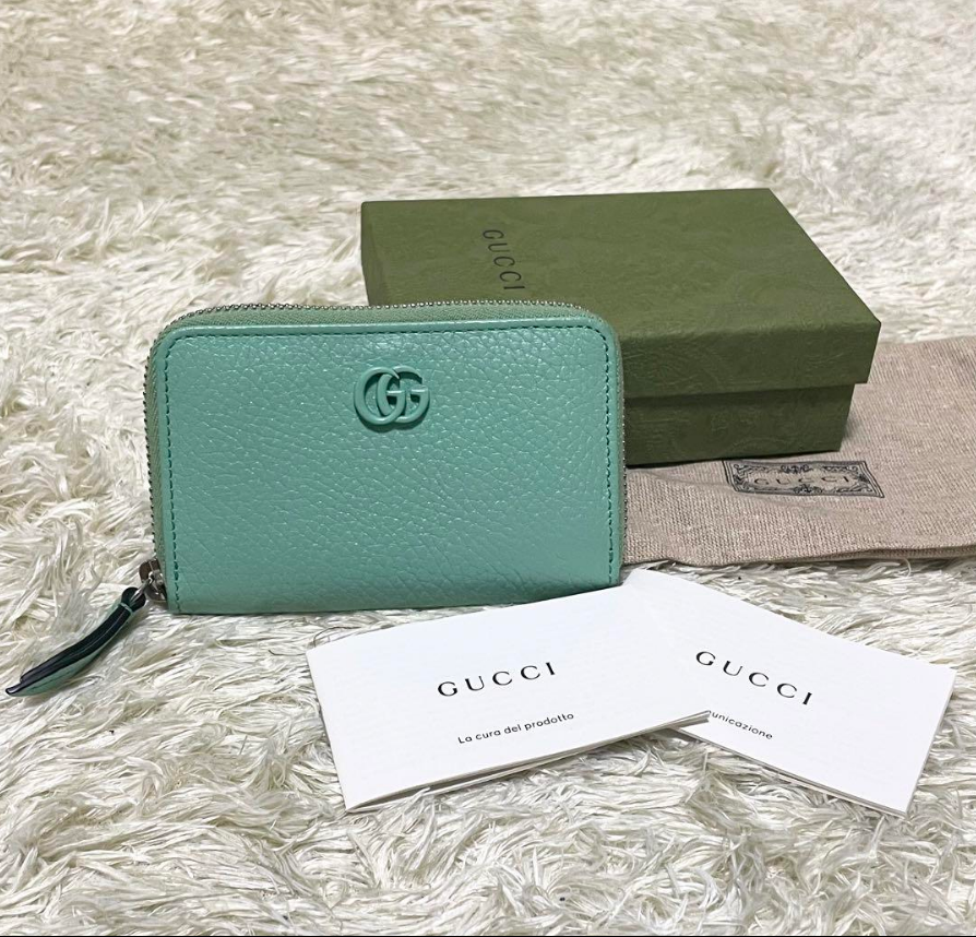 新品未使用☆マルボン　小物ケース　グリーン Gucci coin purse zip around GG marmont card case lime green