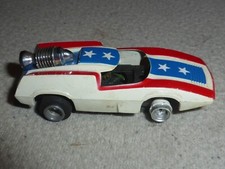 VINTAGE AURORA AFX SLOT CAR 1755 TURBO TURN ON RED WHITE BLUE STARS HO 1971
