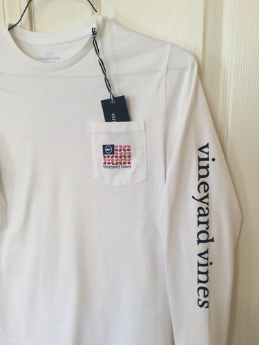 Vineyard Vines Boy's Football Flag Pocket White Long Sleeve T-Shirt XL (18) NWT - Picture 4 of 6