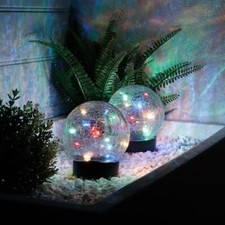 Solar Powered Multi-Coloured Crackle Ball - 12cm - Eco Garden decor - 2 pack