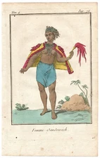 1780 Trachten engraving ~ Sandwich Isles ~ Femme Sandewich ~ Poeta ~ HAWAII